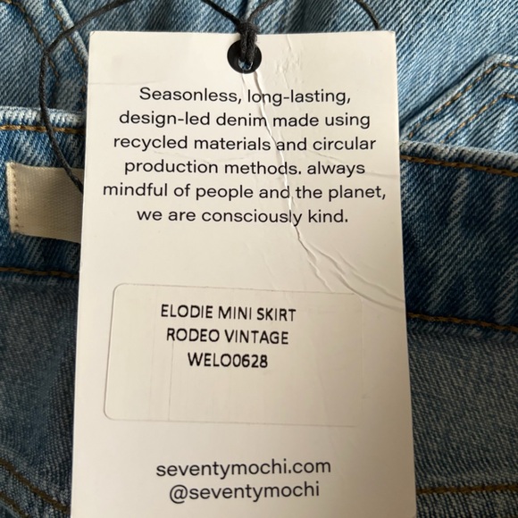 Seventy + mochi elodie jean ruffle hem festival mini blue jean skirt 4(27) NWT - Picture 11 of 15